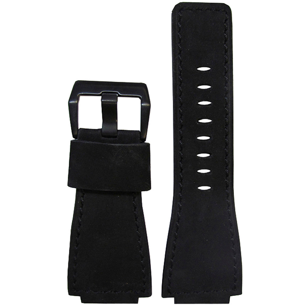 Soft Suede Vintage Leather Watch Band | "Black Out" | For Bell & Ross