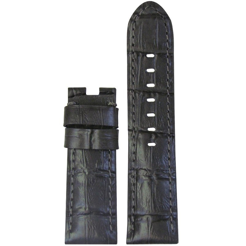 Embossed Leather Gator Watch Band | Grey | Match Stitch | for Panerai Deploy