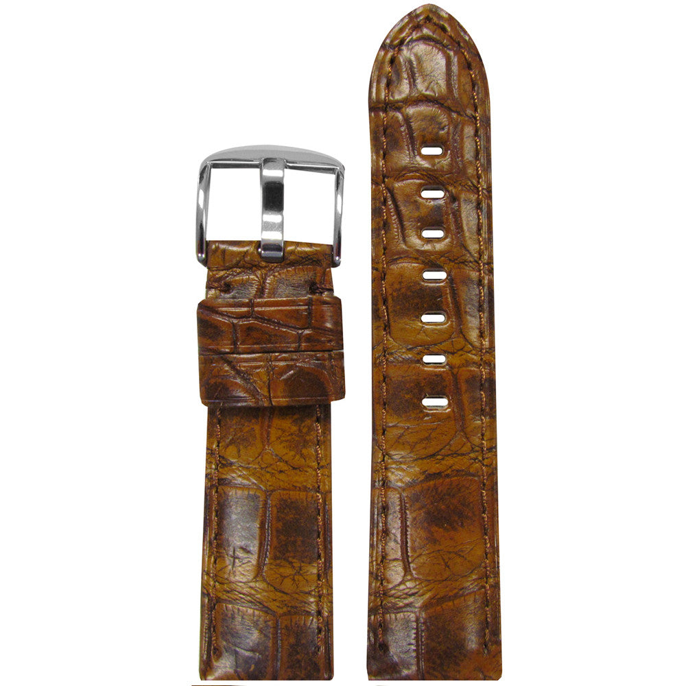 Vintage Genuine Alligator Watch Band | Padded | Rust | Match Stitch