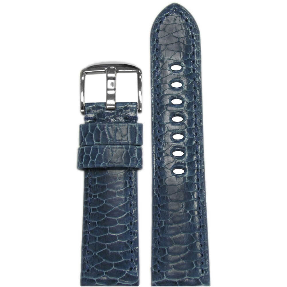 Genuine Beaver Watch Band | Padded | Blue | Blue Stitch