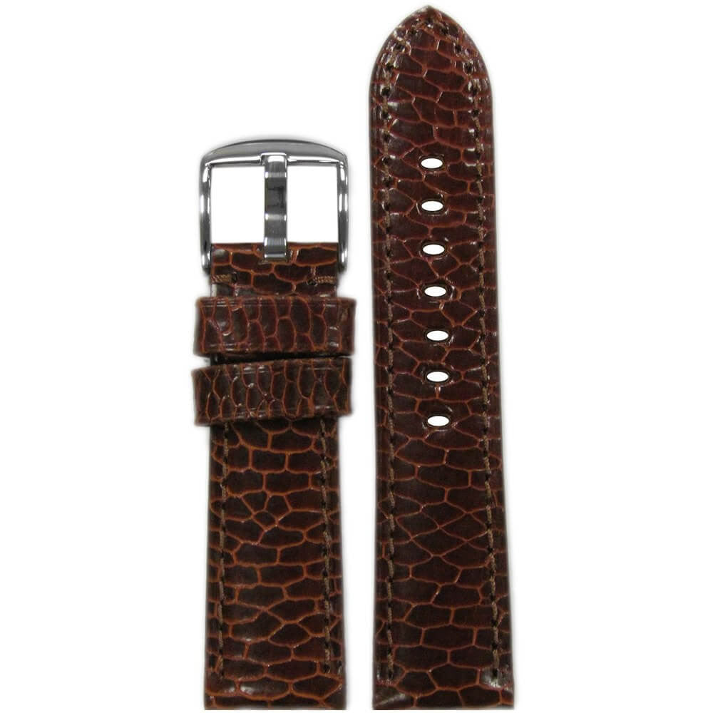 Genuine Beaver Watch Band | Padded | Brown | Brown Stitch