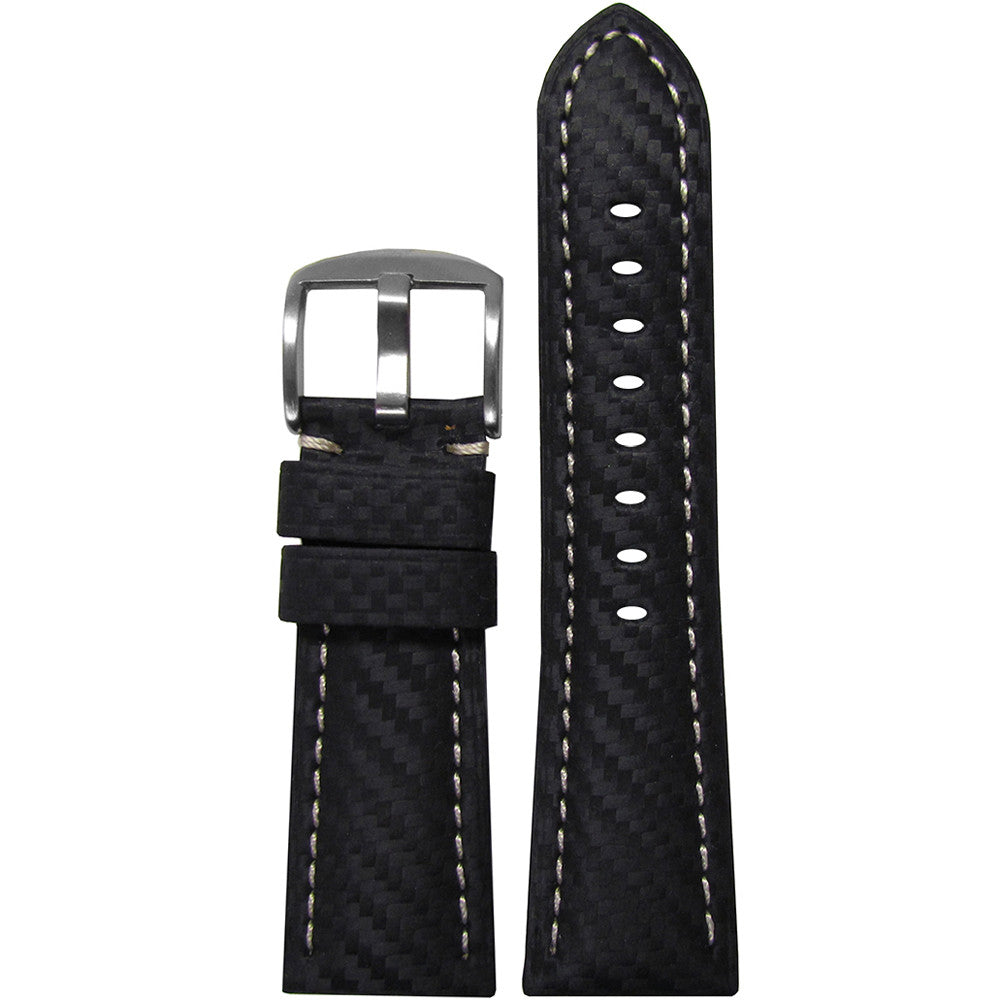 Carbon Fiber Watch Band | Black | White Stitch | for Panerai Radiomir