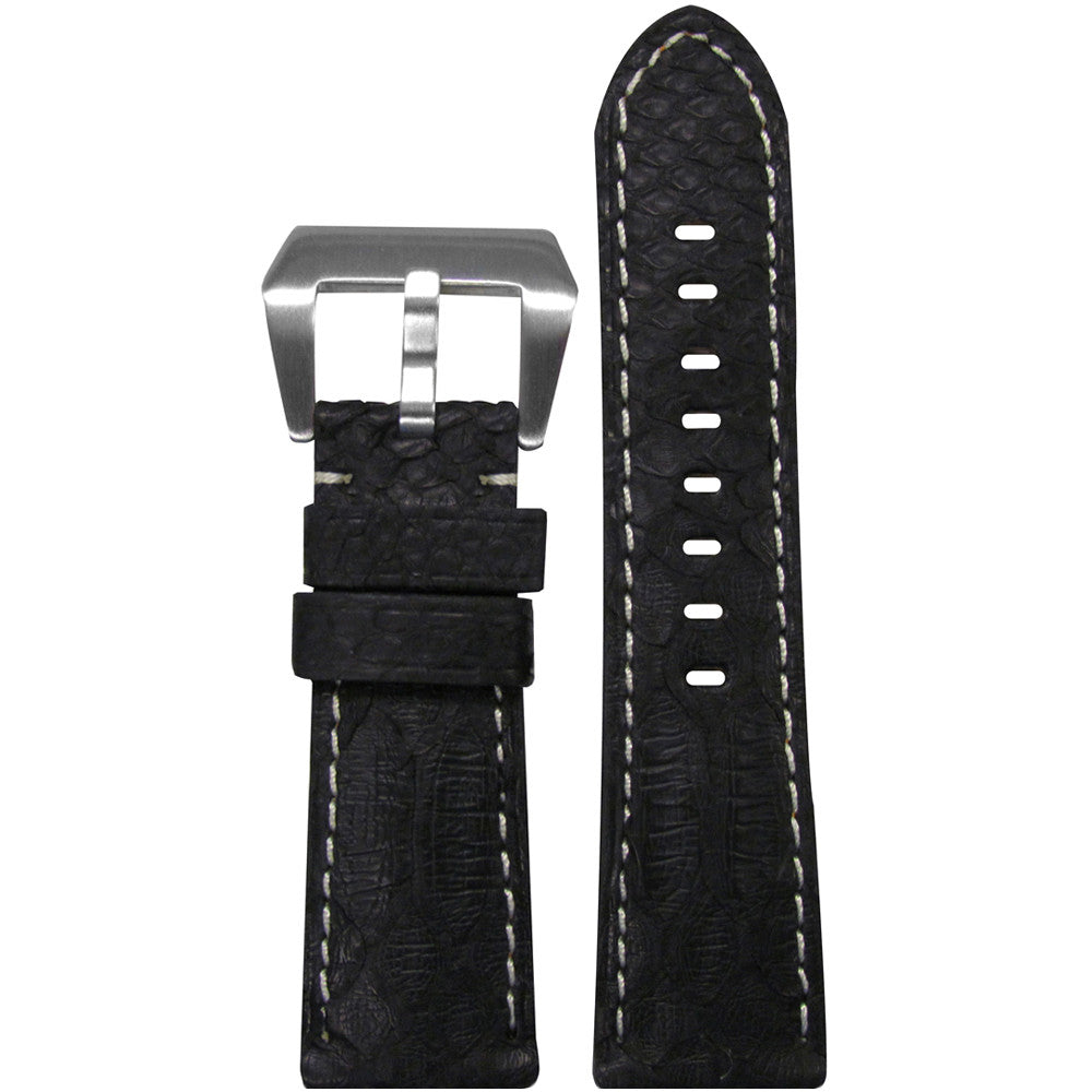 Genuine Python Watch Band | Black | White Stitch | for Panerai Radiomir