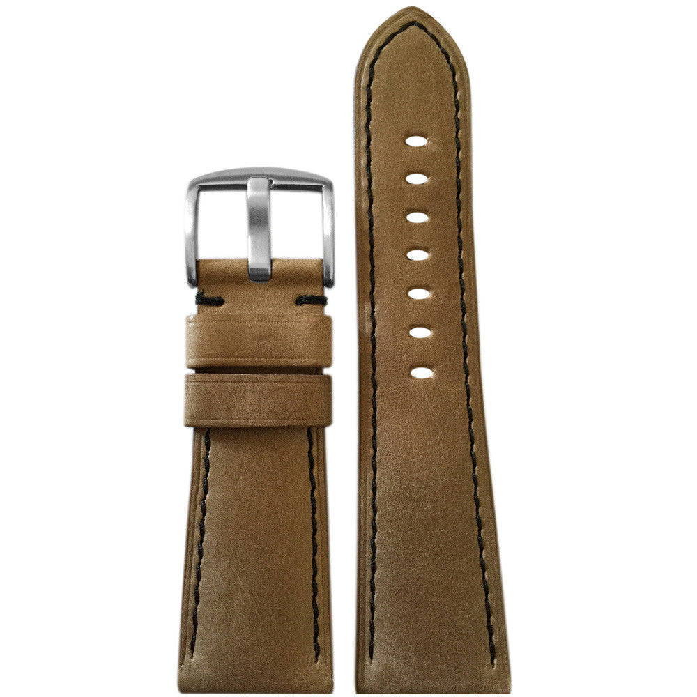 Vintage Leather Watch Band | Sand | Black Stitch | for Panerai Radiomir