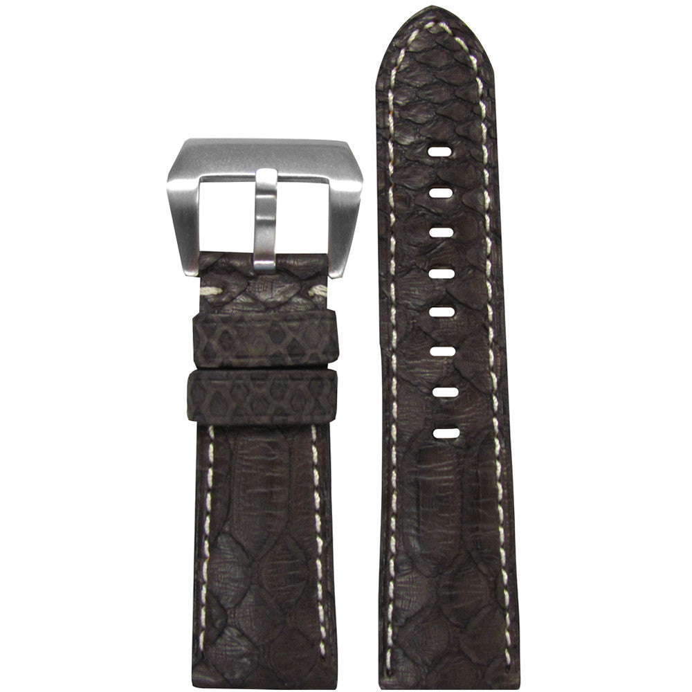 Genuine Python Watch Band | Brown | White Stitch | for Panerai Radiomir