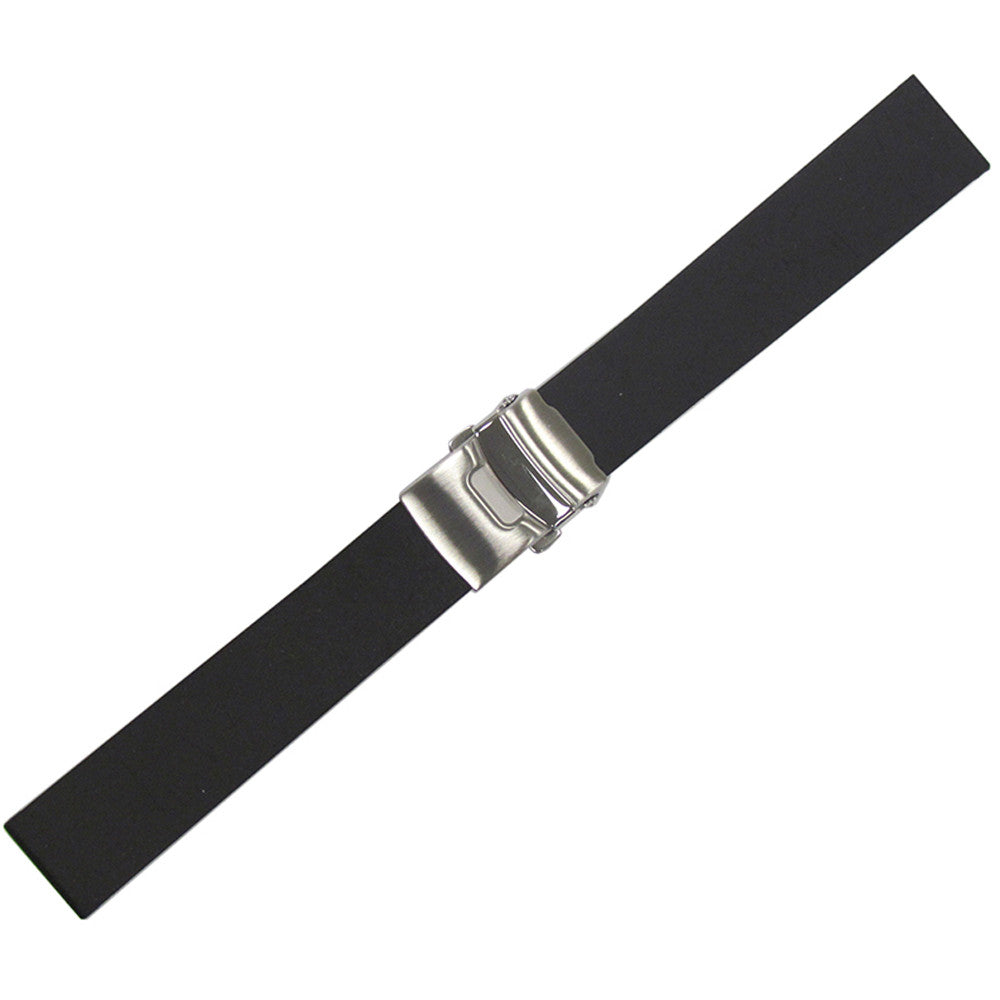 NBR Italian Rubber Watch Band | Black | Smooth | Attached Deploy | Bonetto 300L