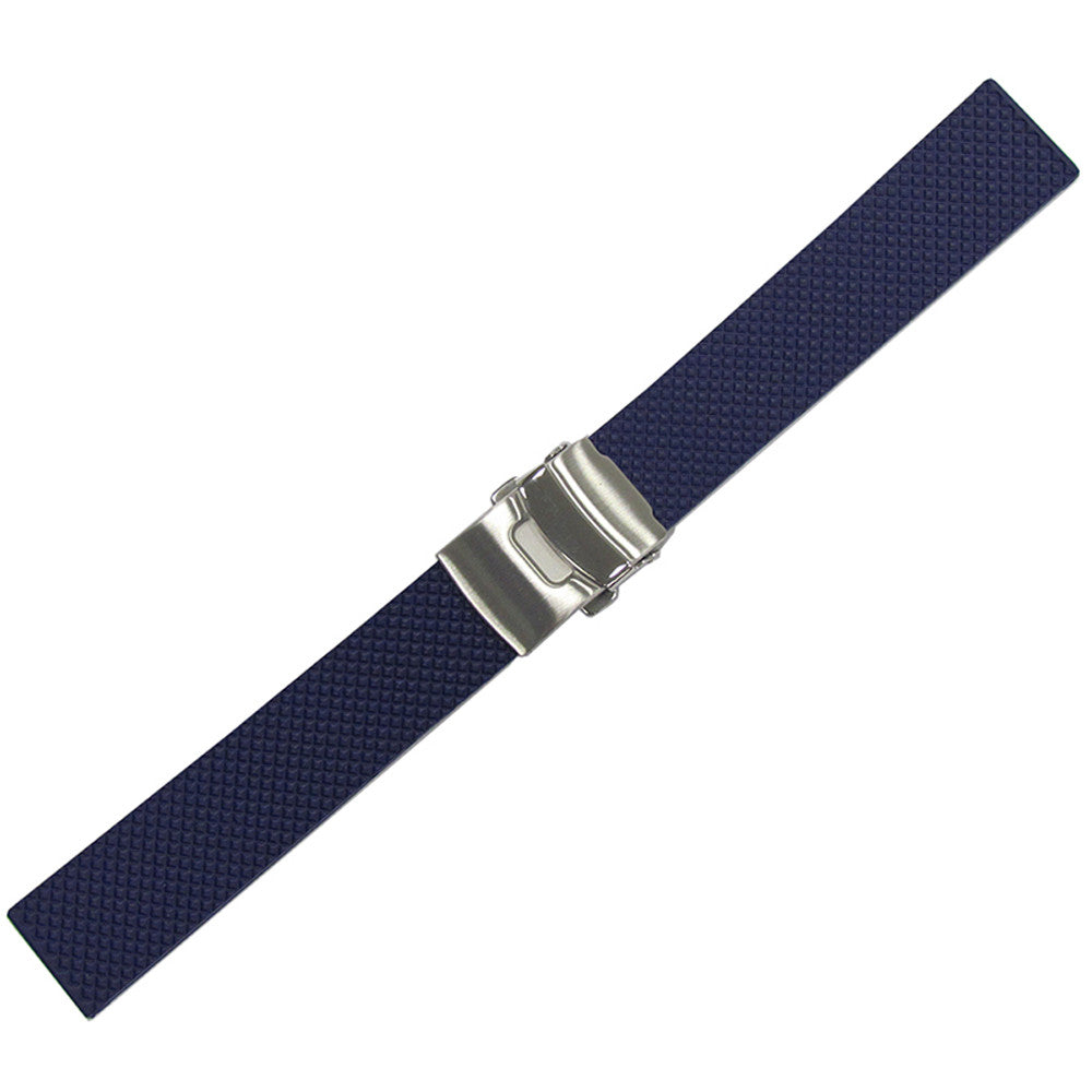 NBR Italian Rubber Watch Band | Blue | Textured Diamond | Attached Deploy | Bonetto 300D