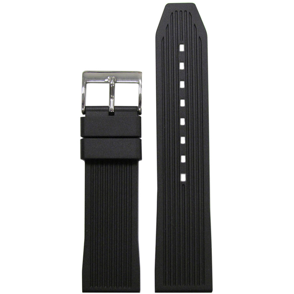 NBR Italian Rubber Watch Band | Black | Striped Diver | Bonetto 315