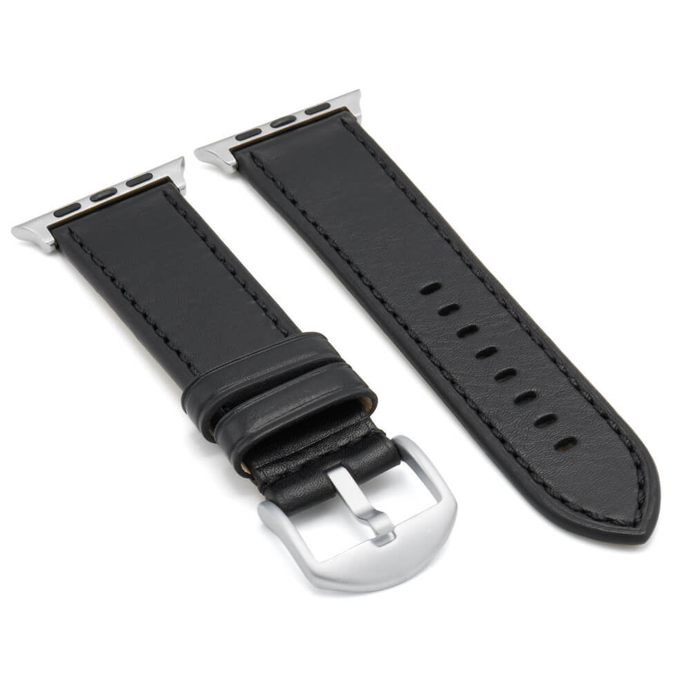 Apple Watch | Tanned Leather Watch Band | Black | Black Stitch