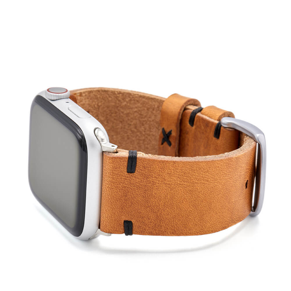 Apple Watch | Vintage Leather Watch Band | Sullivan | Cognac | Minimal Stitch