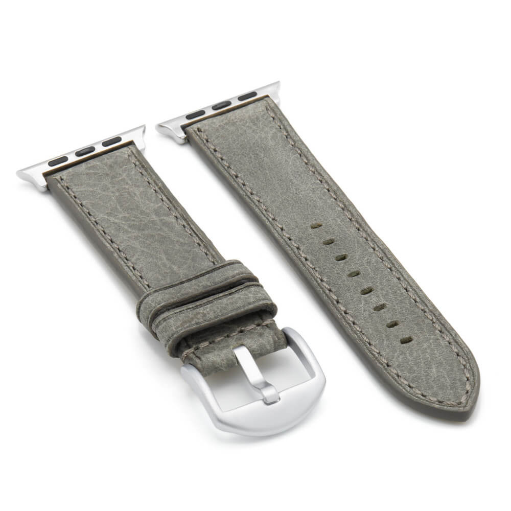 Apple Watch | Vintage Leather Watch Band | Grey | Match Stitch