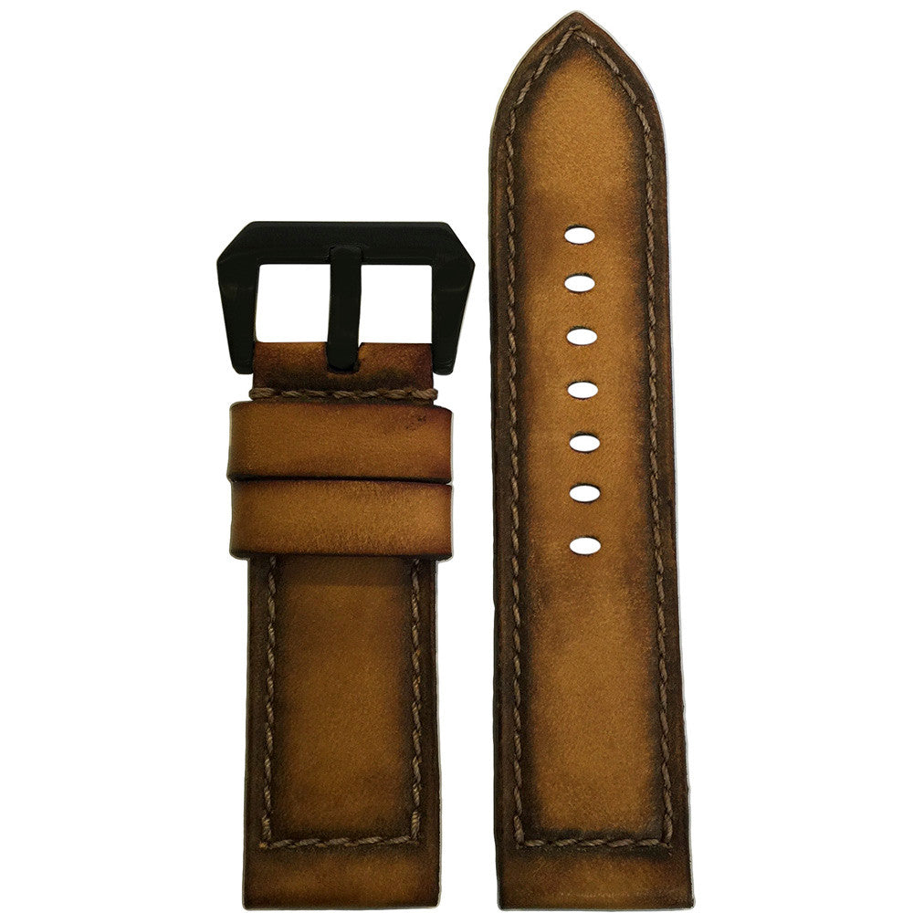 Deep Distressed Vintage Leather | ArtDeco 2 | Handmade | PVD Buckle | for Bell & Ross