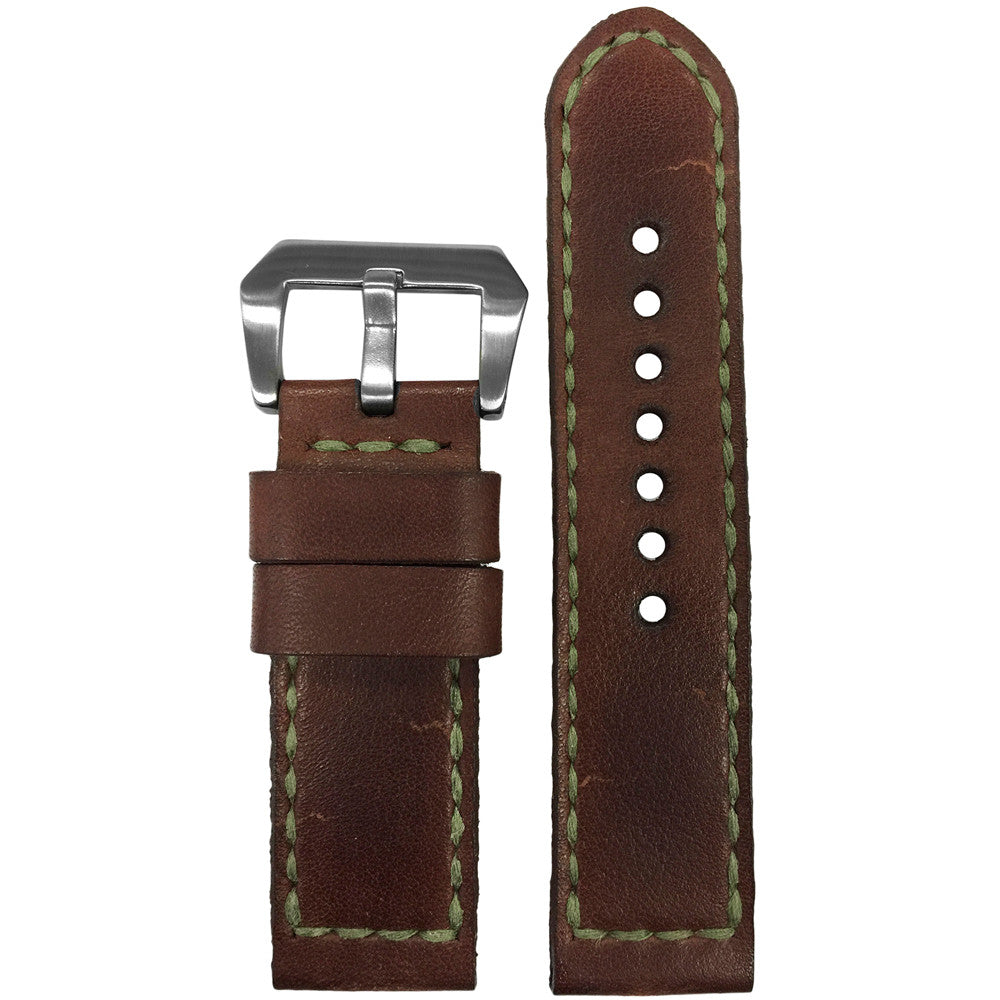 Genuine Vintage Leather Watch Band | Niellacio | Handmade | Green Stitch | Gunny Straps