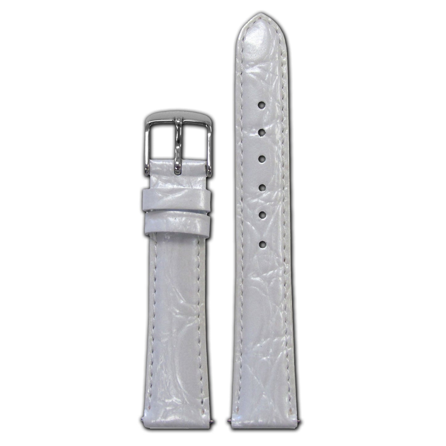 Embossed Leather Gator Watch Band | Quick Release | Pearl White | for Michele