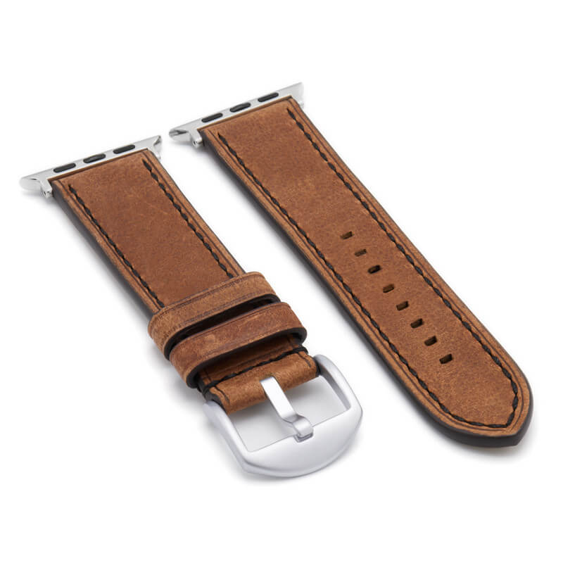 Apple Watch | Vintage Leather Watch Band | Oxford | Mahogany | Black Stitch