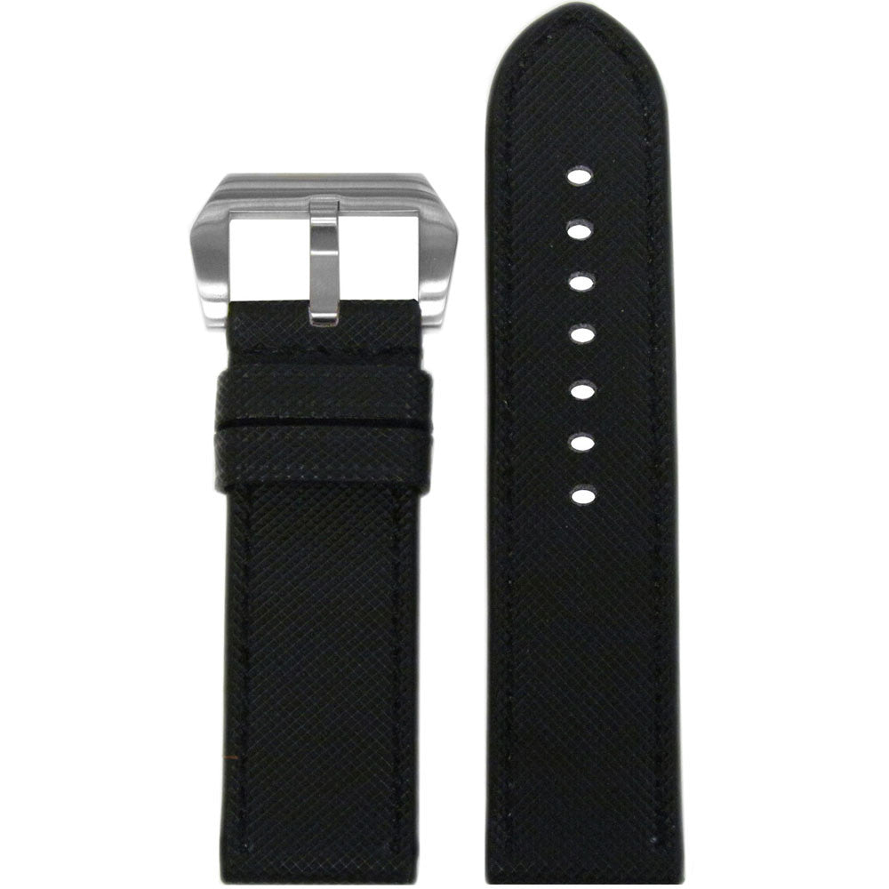 "KVLR" Style Synthetic Watch Band | Waterproof | Black | Black Stitch