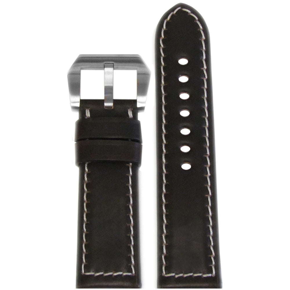 Shell Cordovan Leather Watch Band | Padded | Mocha | White Stitch