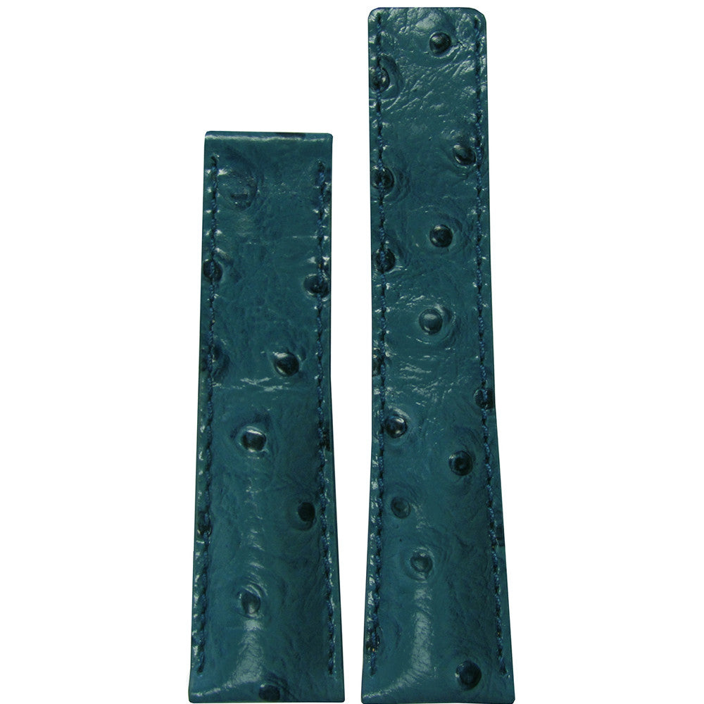 Genuine Ostrich Watch Band | Turquoise | Match Stitch | for Breitling Deploy