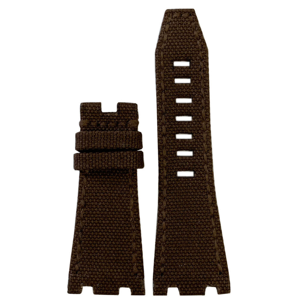 Japanese Canvas Watch Band | Brown | Brown Stitch | for 42MM AP Royal Oak Offshore (Deploy Buckle)