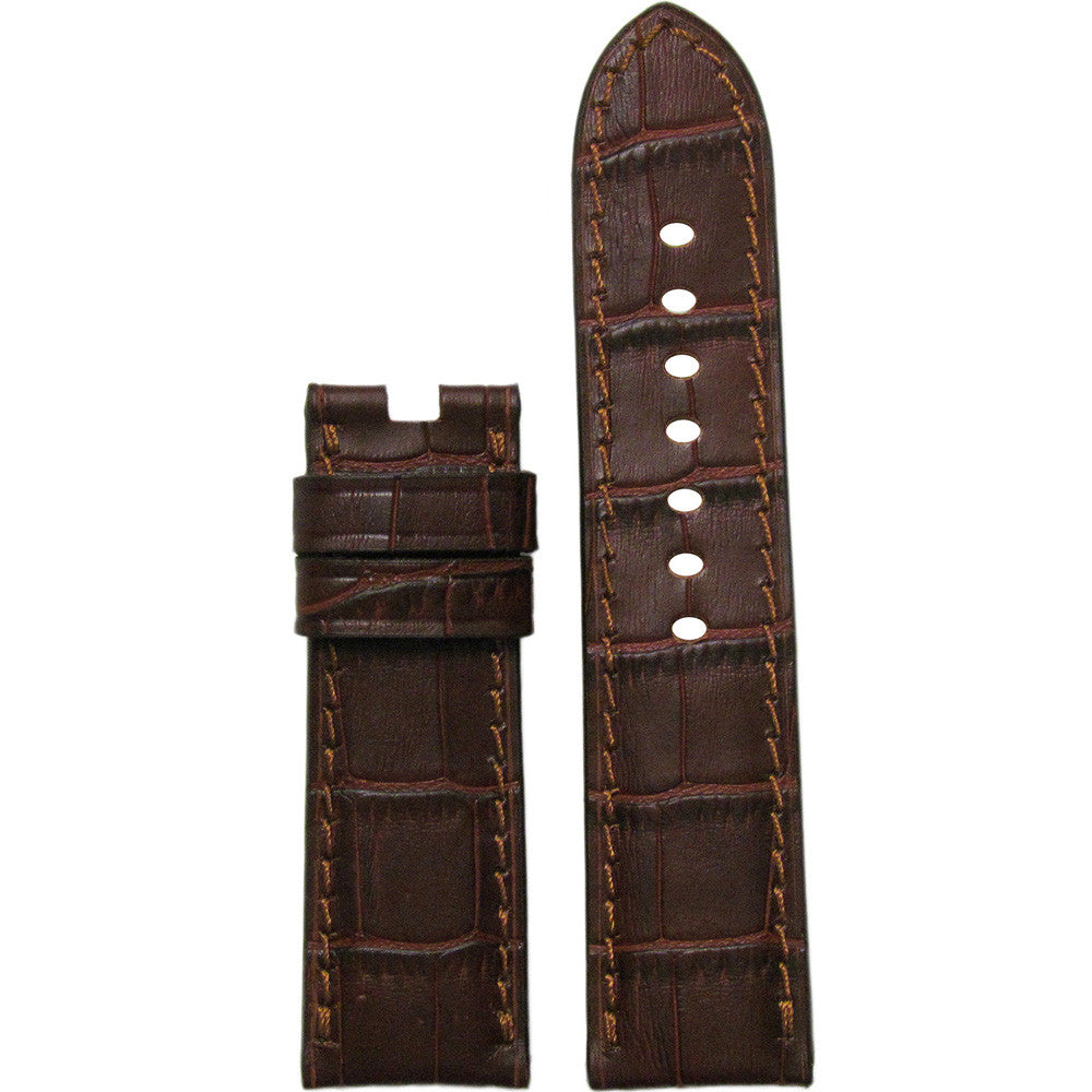 "Gator" Embossed Leather Watch Band | Mahogany | Match Stitch | For Panerai Deploy