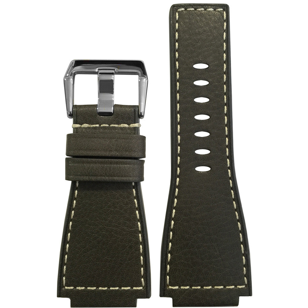Tanned Leather Watch Band | Slate | White Stitch | For Bell & Ross