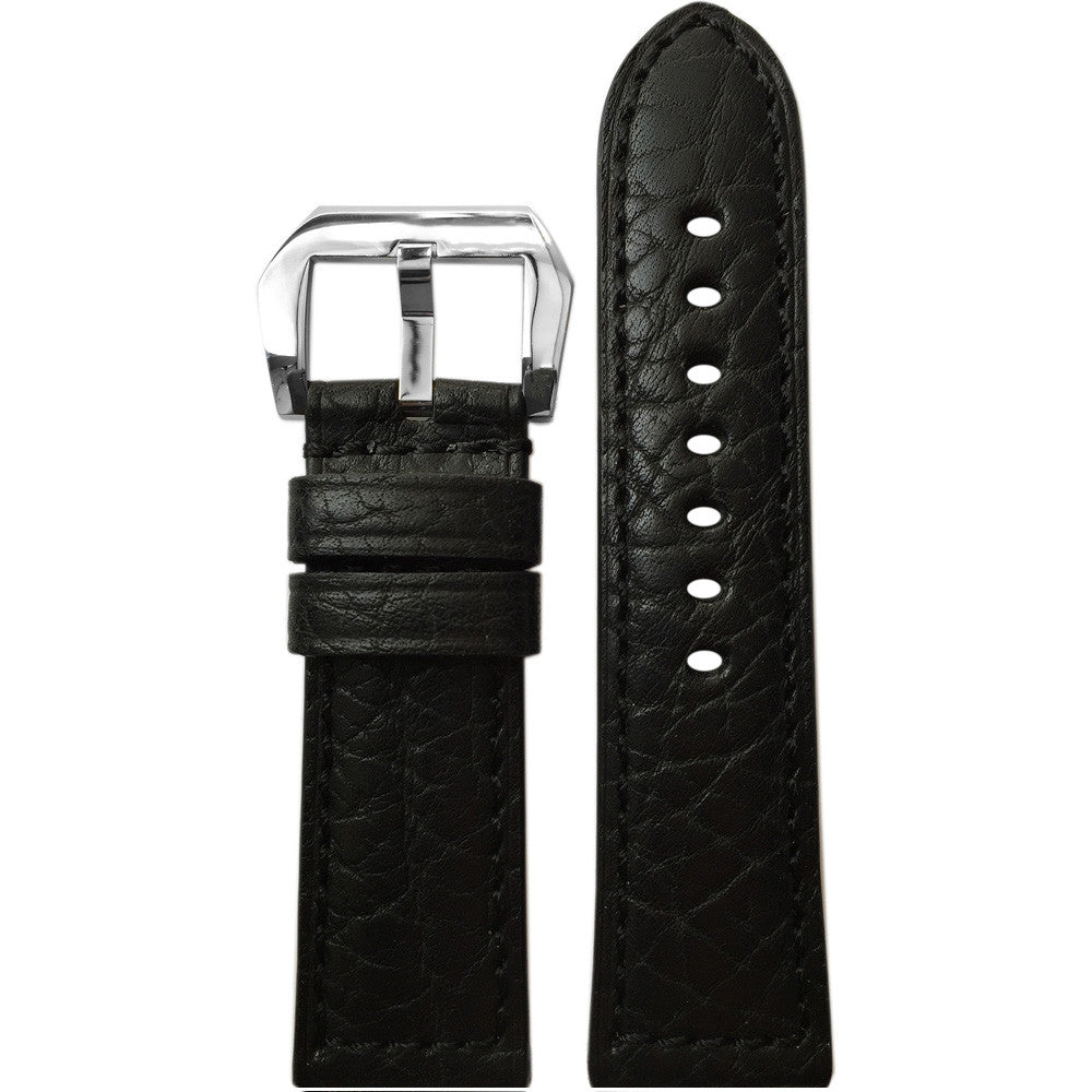 Buffalo Leather Watch Band | Padded | Black | Match Stitch