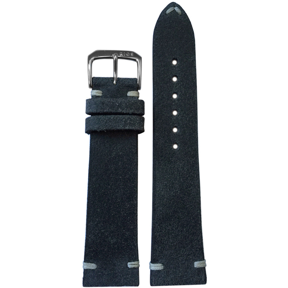 Vintage Leather Watch Band | Slate | Minimal White Hand Stitch