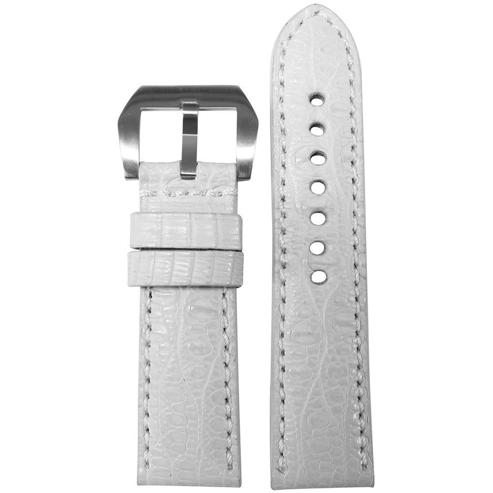 Genuine Crocodile Watch Band | Premium Cut | Matte Finish | White | Match Stitch
