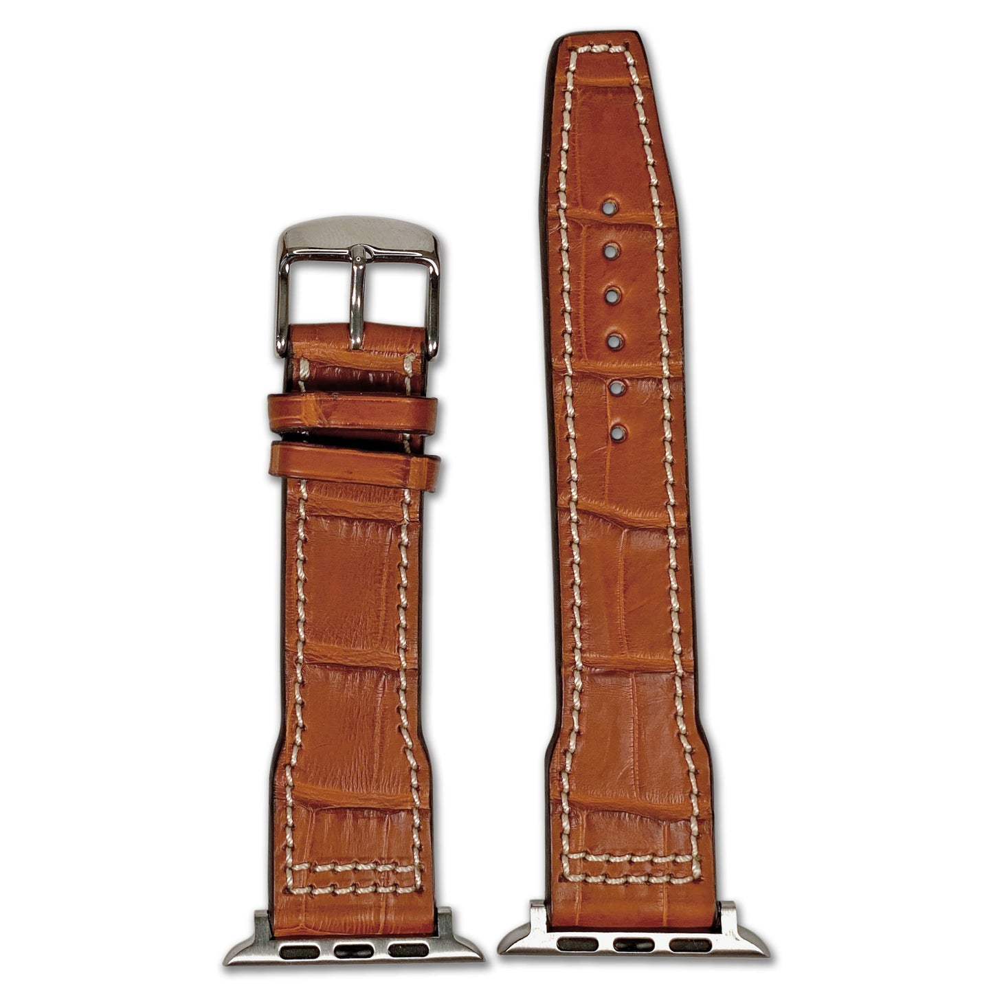 Apple Watch | Genuine Alligator Watch Band | Hurricane | IWC Style | Cognac