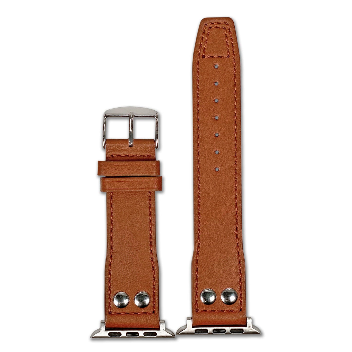 Apple Watch | Calf Leather Pilot Style Watch Band | Brown | Match Stitch