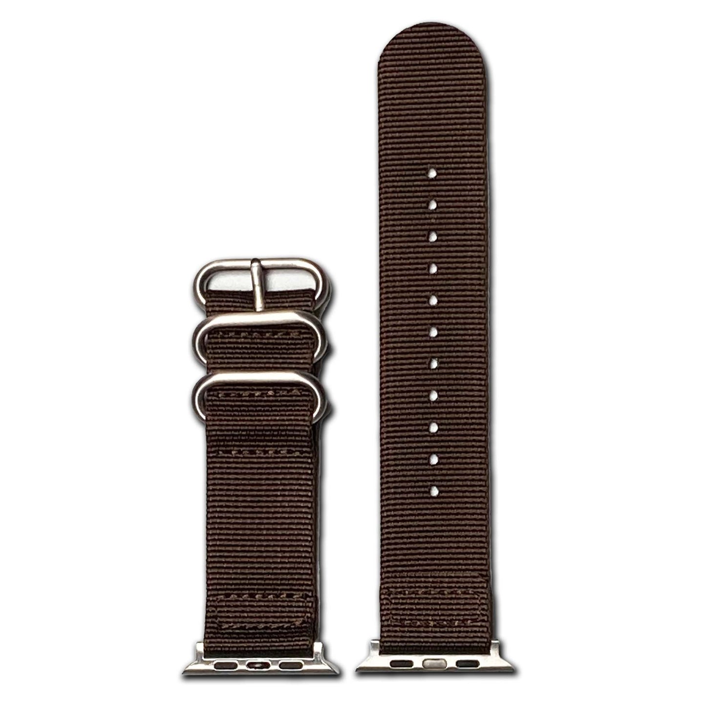Chocolate Brown Two Piece Ballistic Nylon Apple Watch Band | Brushed Hardware