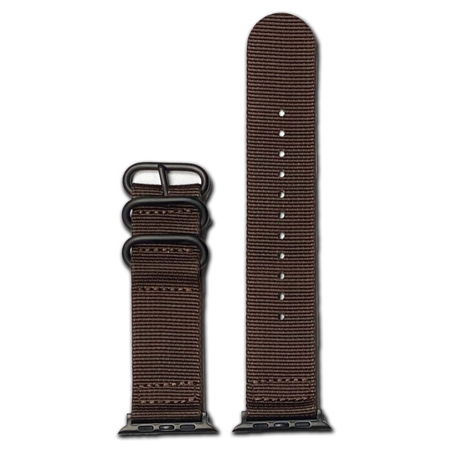 Chocolate Brown Two Piece Ballistic Nylon Apple Watch Band | PVD Hardware