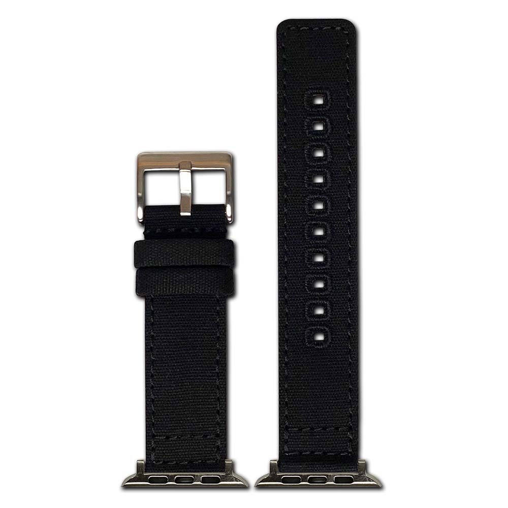 Apple Watch Watch Band | Black | Canvas | Two-Piece | Match Stitch