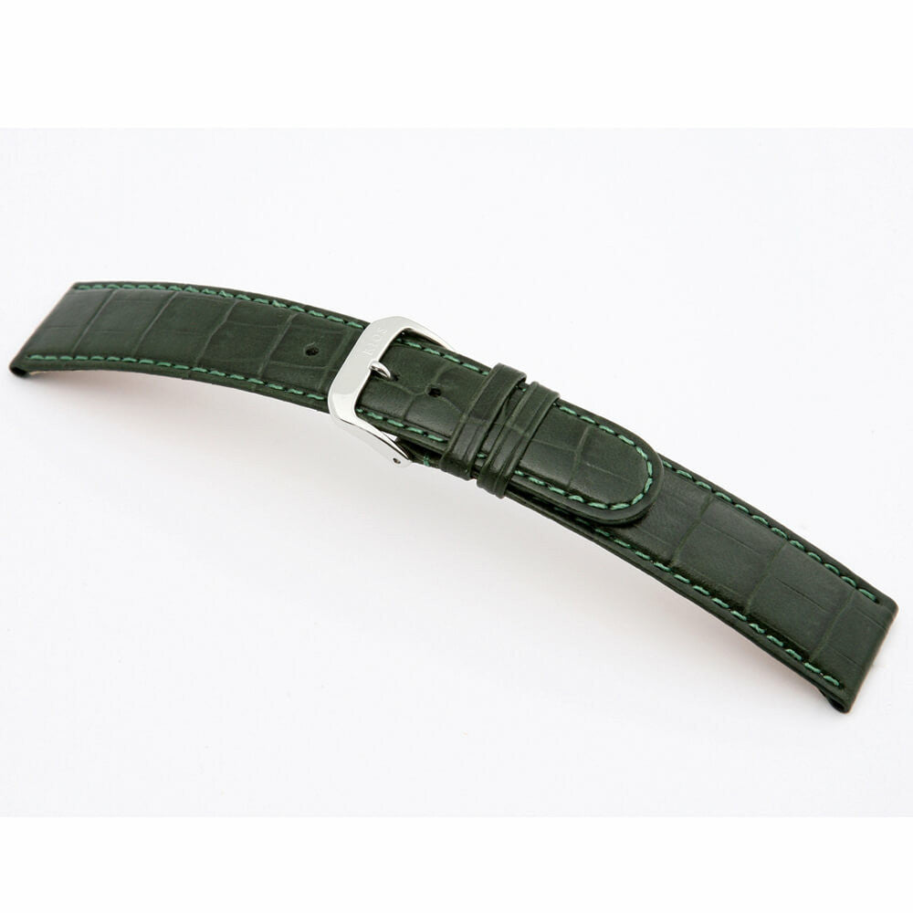 Embossed Leather Alligator Print Watch Band | Argentina | Forest Green