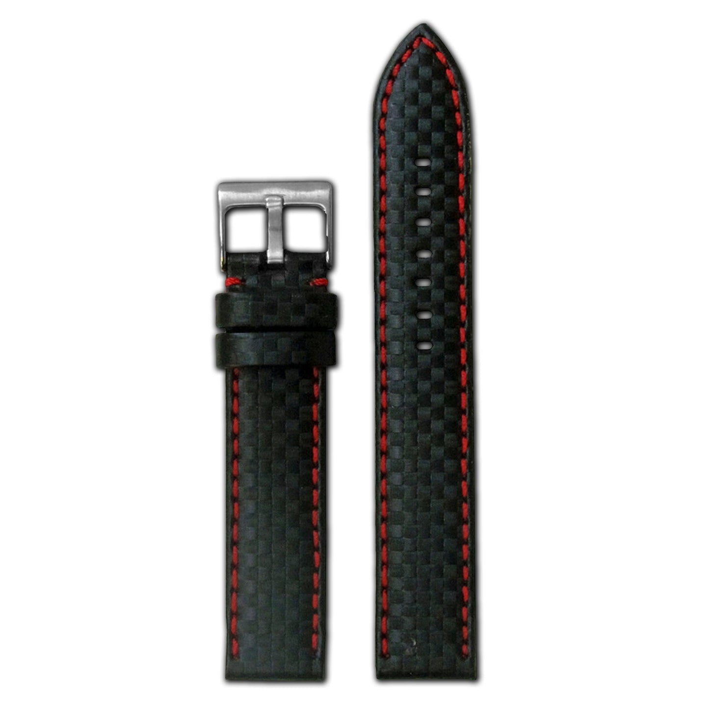 Black Carbon Watch Band | Red Stitch | Hadley Roma MS847