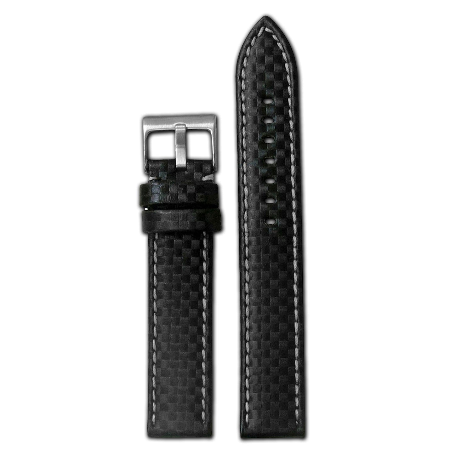 Black Carbon Watch Band | White Stitch | Hadley Roma MS847
