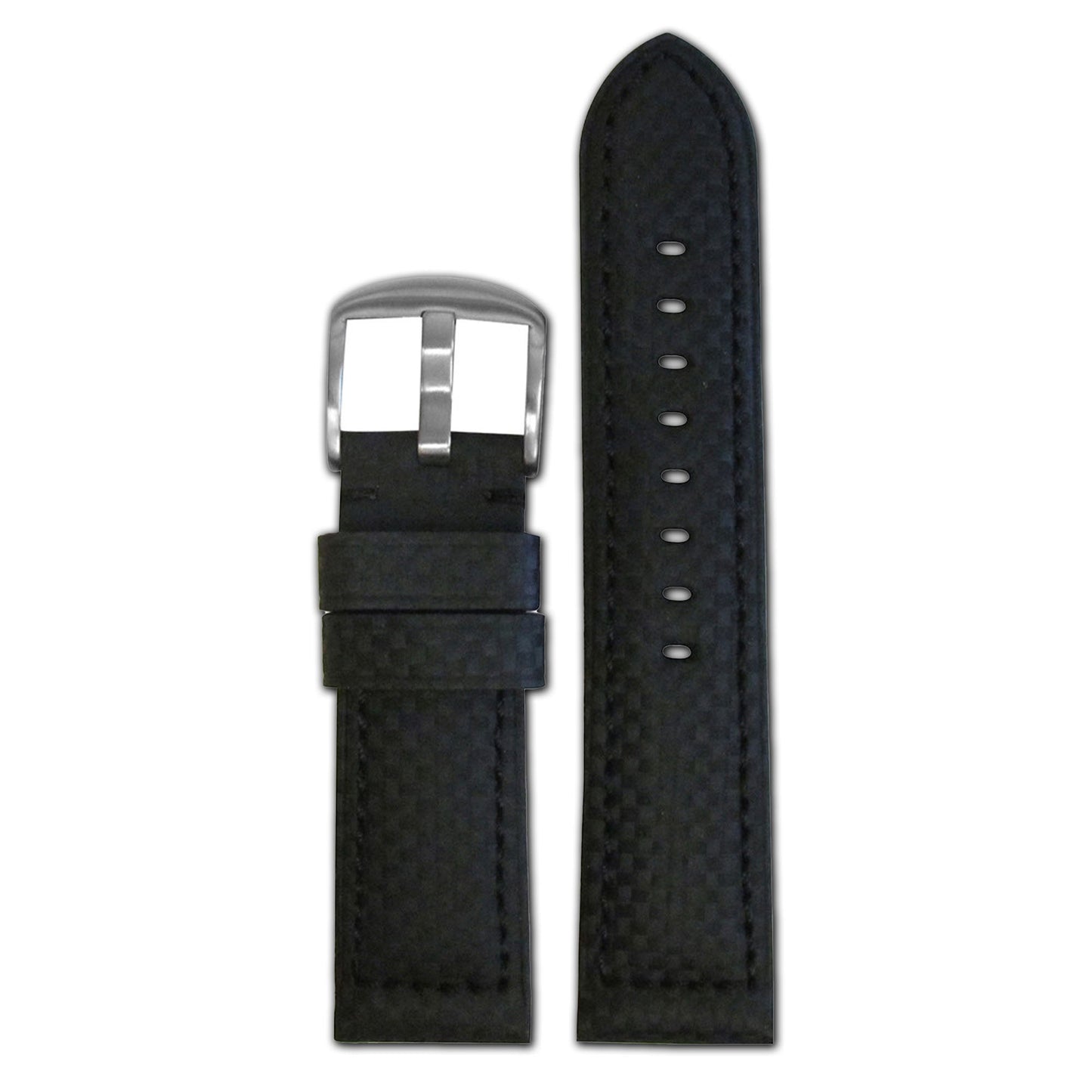Carbon Fiber Style Watch Band | Sport | Black | Black Stitch