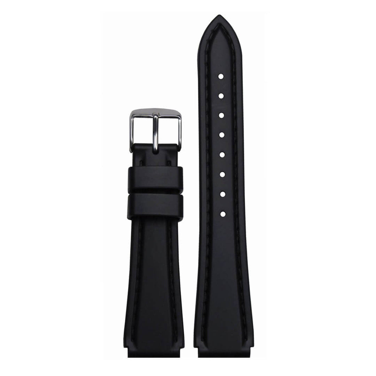 Waterproof Rubber Watch Band | Diver | Black | Match Stitch