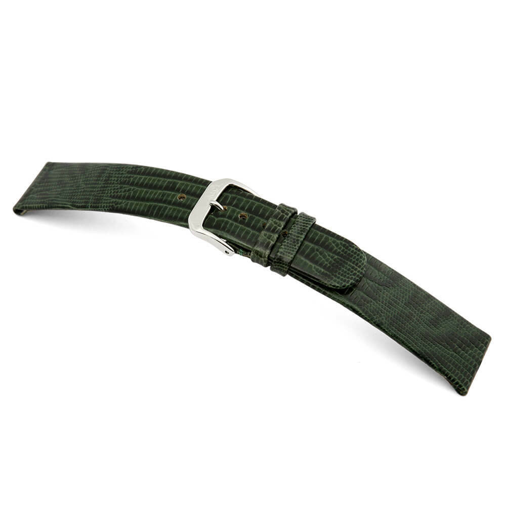 Embossed Leather Teju-Lizard Print Watch Band | Bolivia | Forest Green