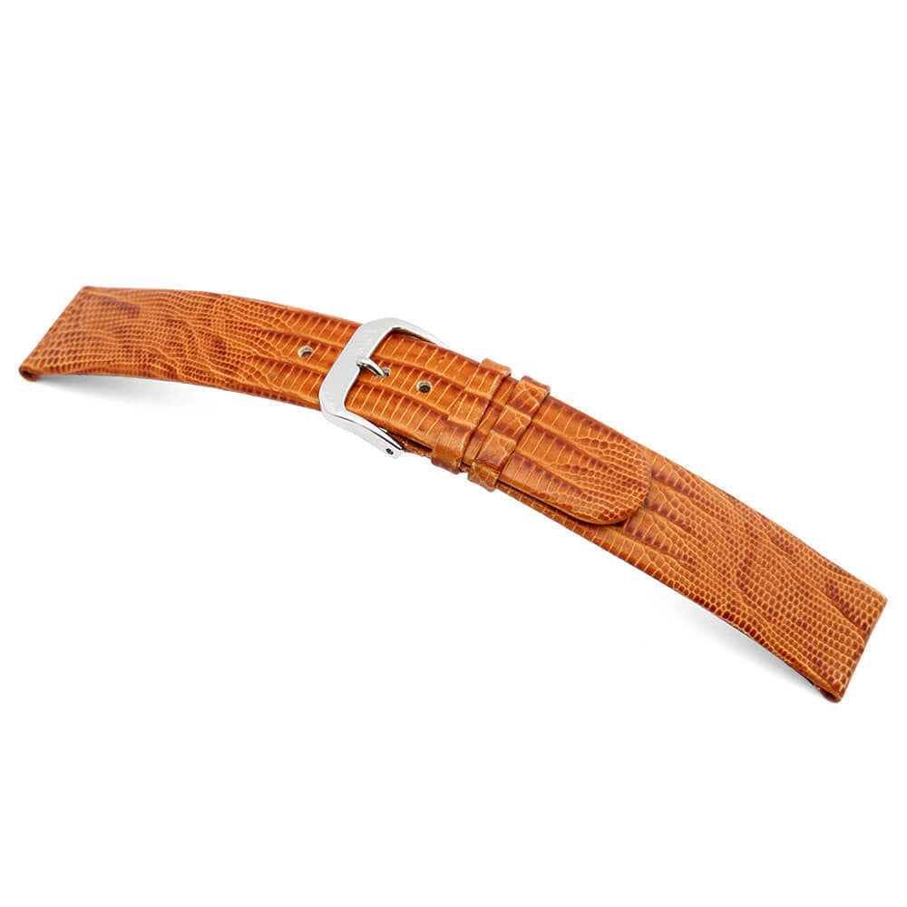 Embossed Leather Teju-Lizard Print Watch Band | Bolivia | Honey