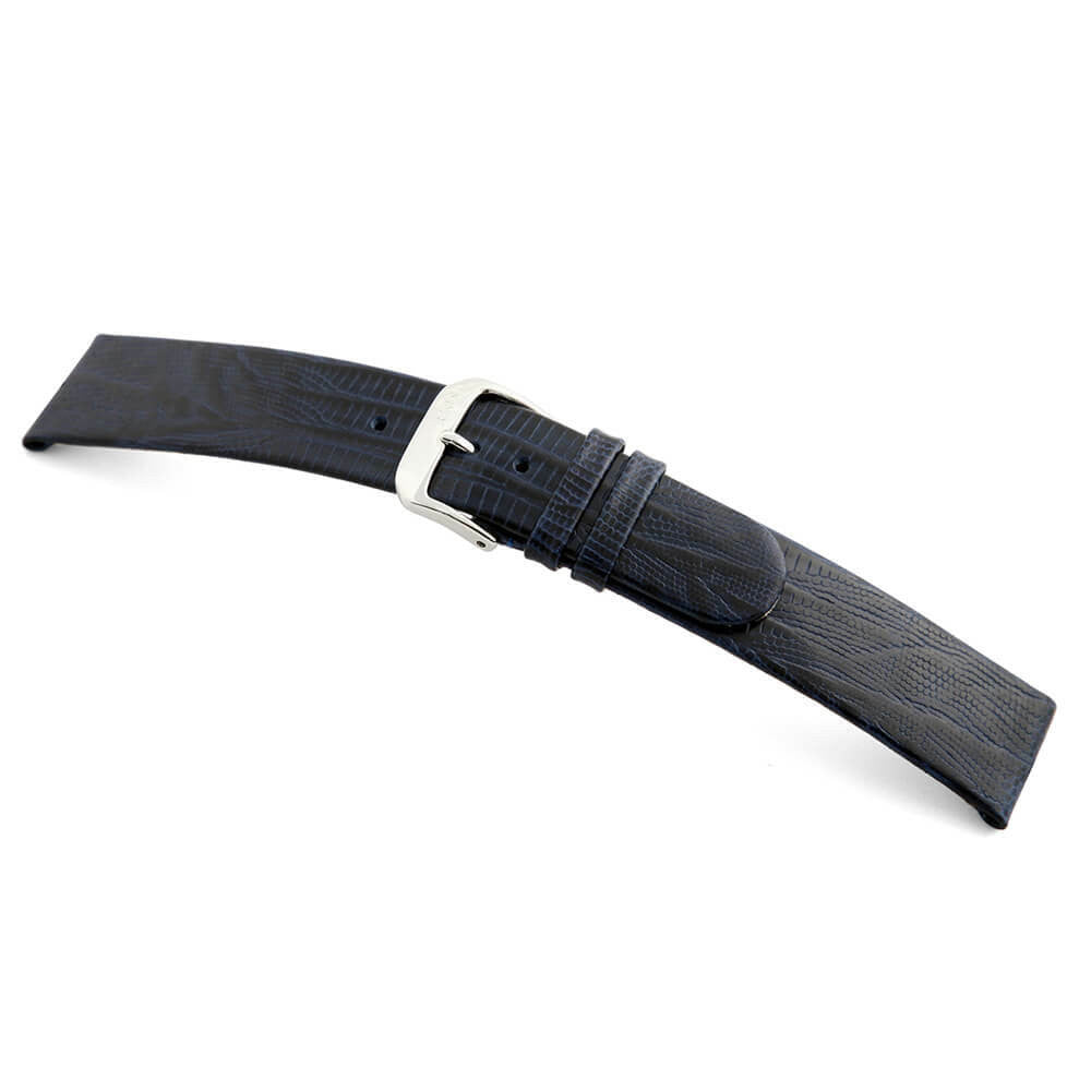 Embossed Leather Teju-Lizard Print Watch Band | Bolivia | Ocean Blue