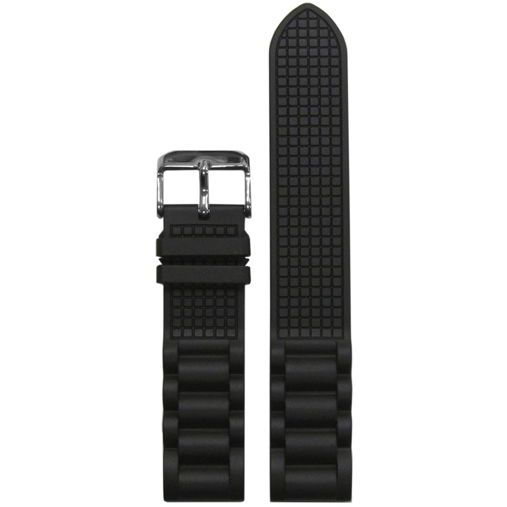 NBR Italian Rubber Watch Band | Bonetto 318 | Black | Oyster Style Diver