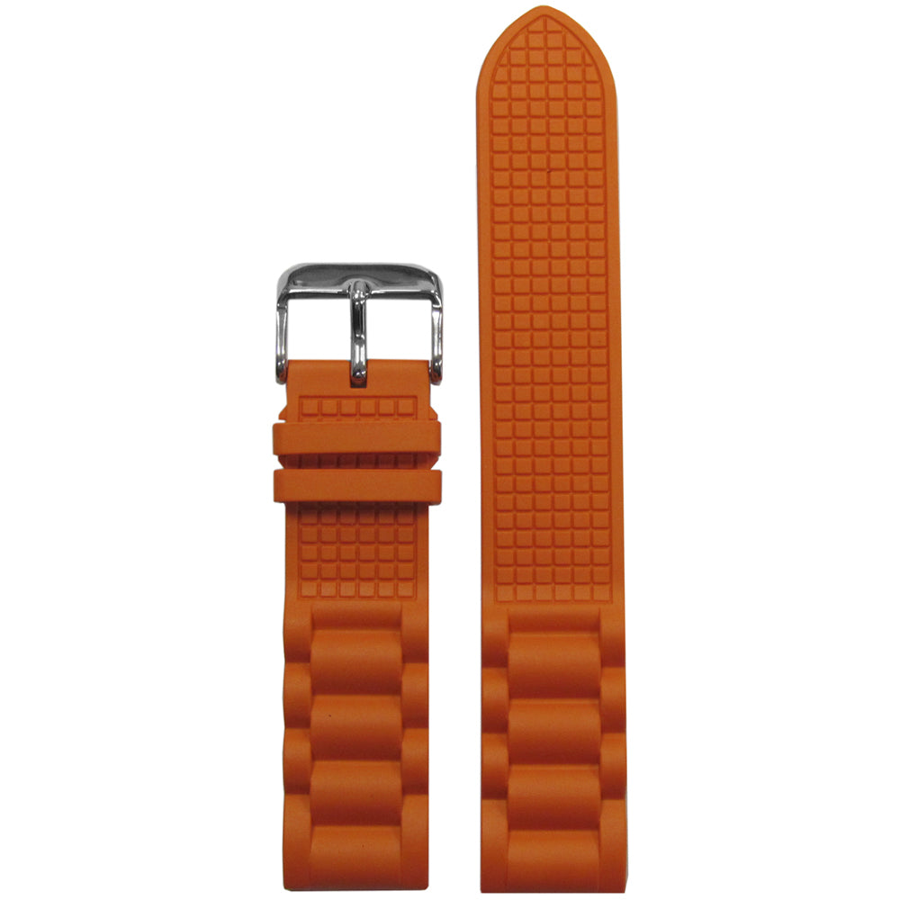 NBR Italian Rubber Watch Band | Bonetto 318 | Orange | Oyster Style Diver