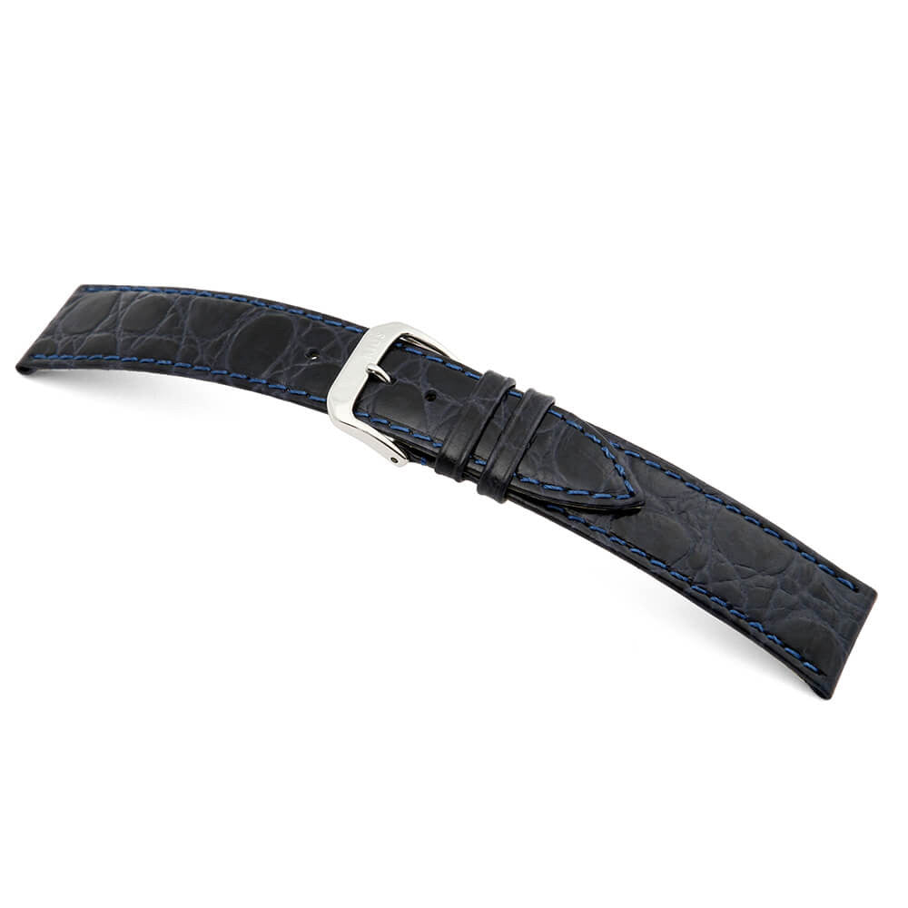 Embossed Leather Crocodile Print Watch Band | Brazil | Ocean Blue