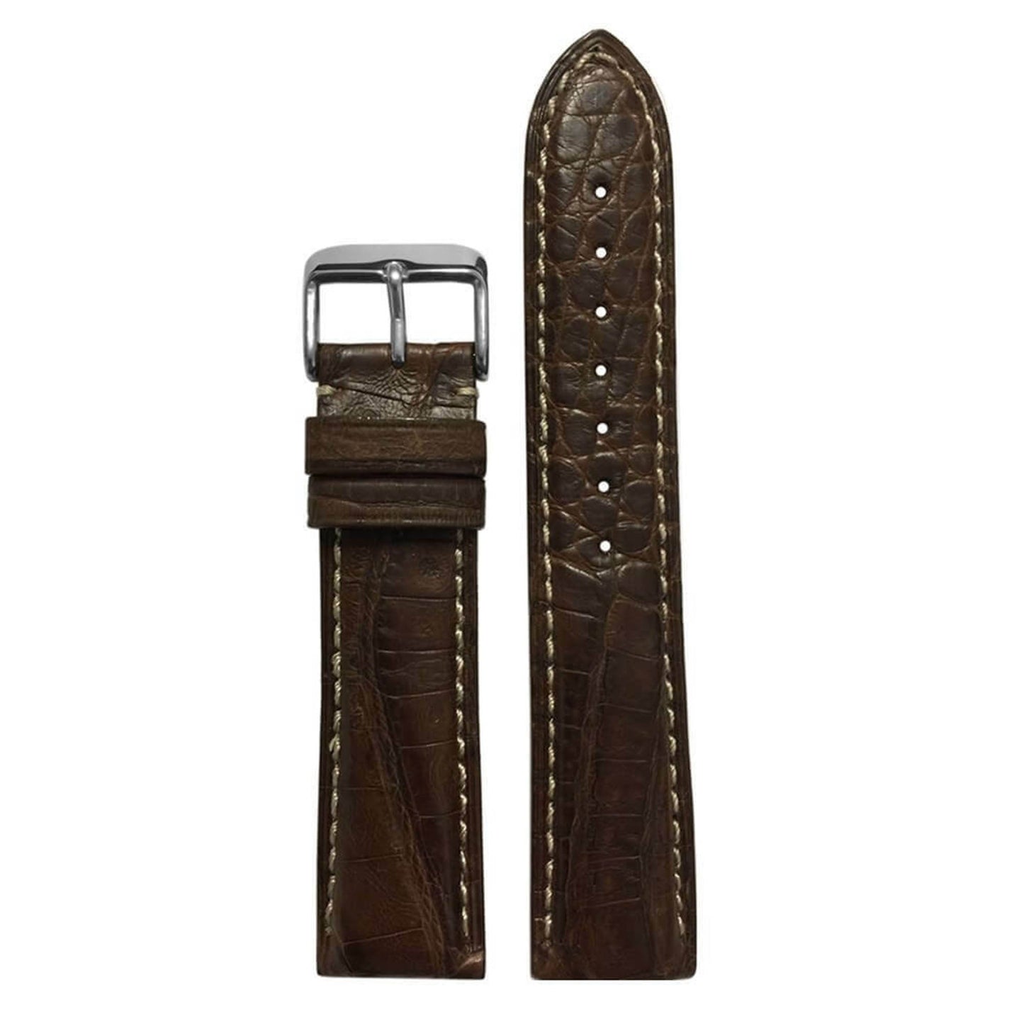 Genuine Caiman Crocodile Watch Band | Brown | Hadley Roma MS2012