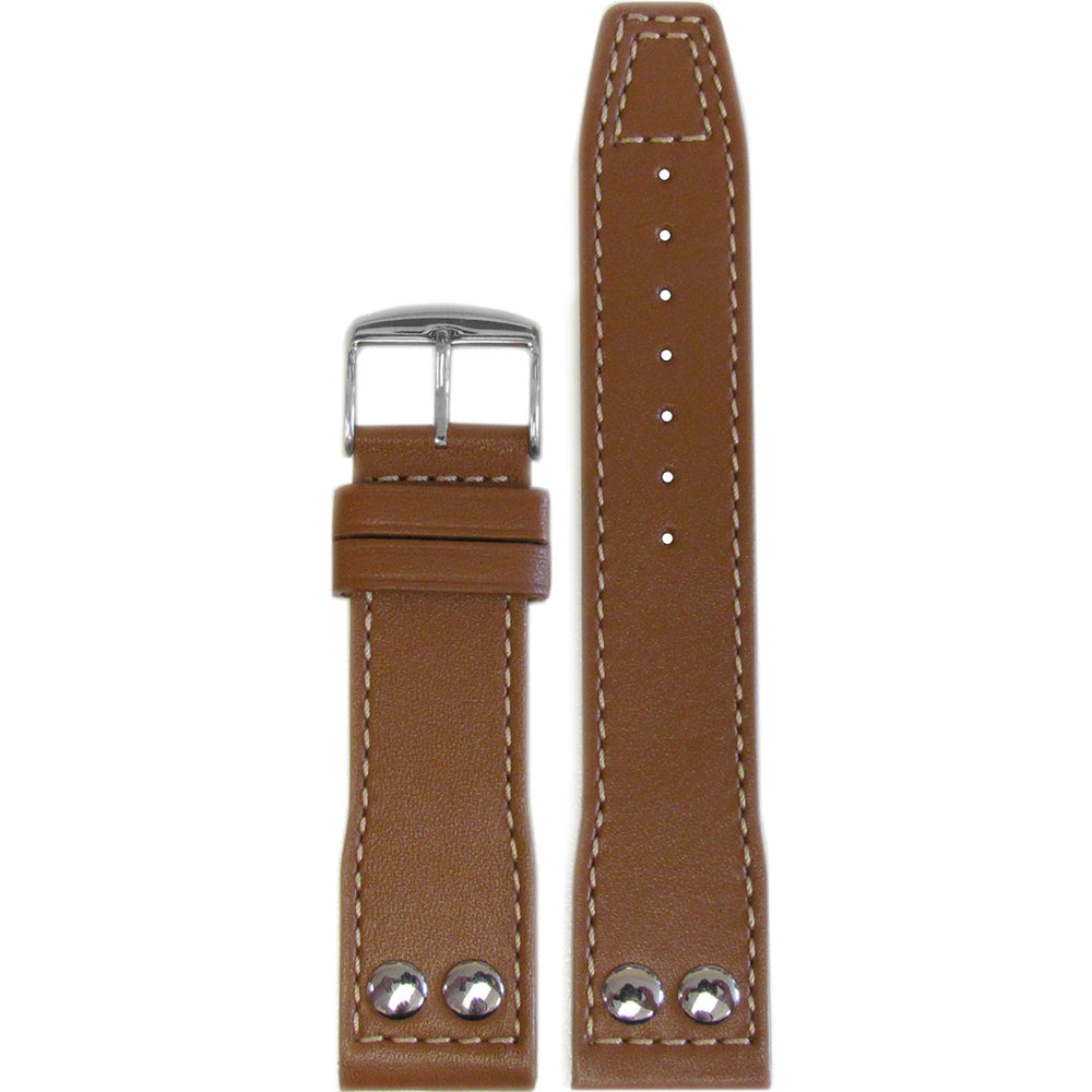 Calf Leather Pilot Style Watch Band | Golden Brown | White Stitching | IWC Style