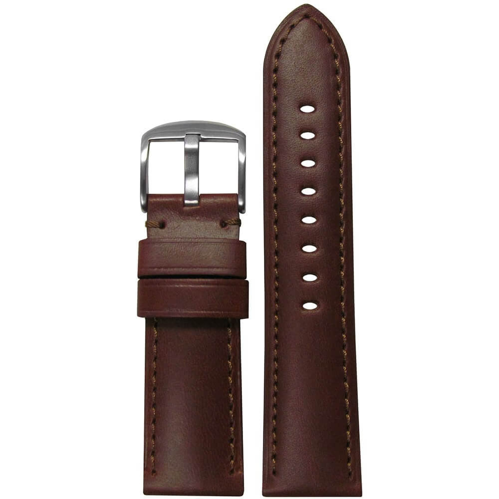 Soft Calf Leather Watch Band | Padded | Brown | Match Stitch
