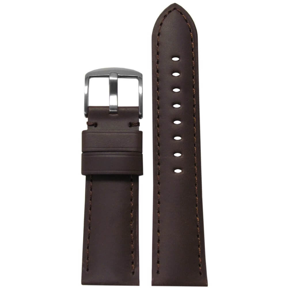 Soft Calf Leather Watch Band | Padded | Dark Brown | Match Stitch