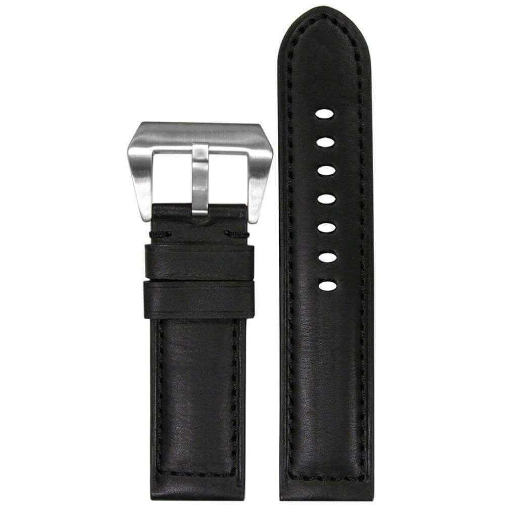 Classic HZ Calf Leather Watch Band | Padded Sport | Black | Black Stitch