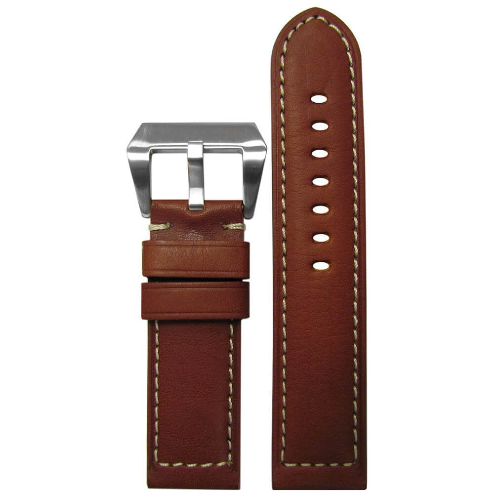Classic HZ Vintage Leather Watch Band | Padded | Sport | Rou | White Stitch